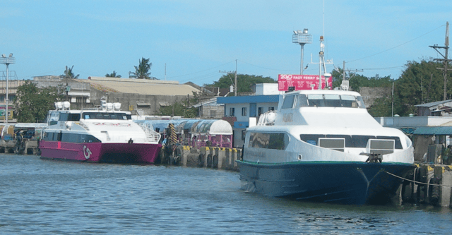 Fast craft ferries, from 2GO Travel and OceanJet, to Bacolod on Iloilo River in Iloilo City.